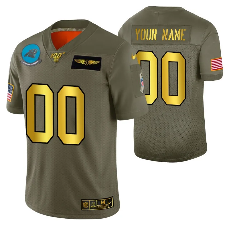 Men's 100th Season Carolina Panthers Custom 2019 Salute to Service Jersey -