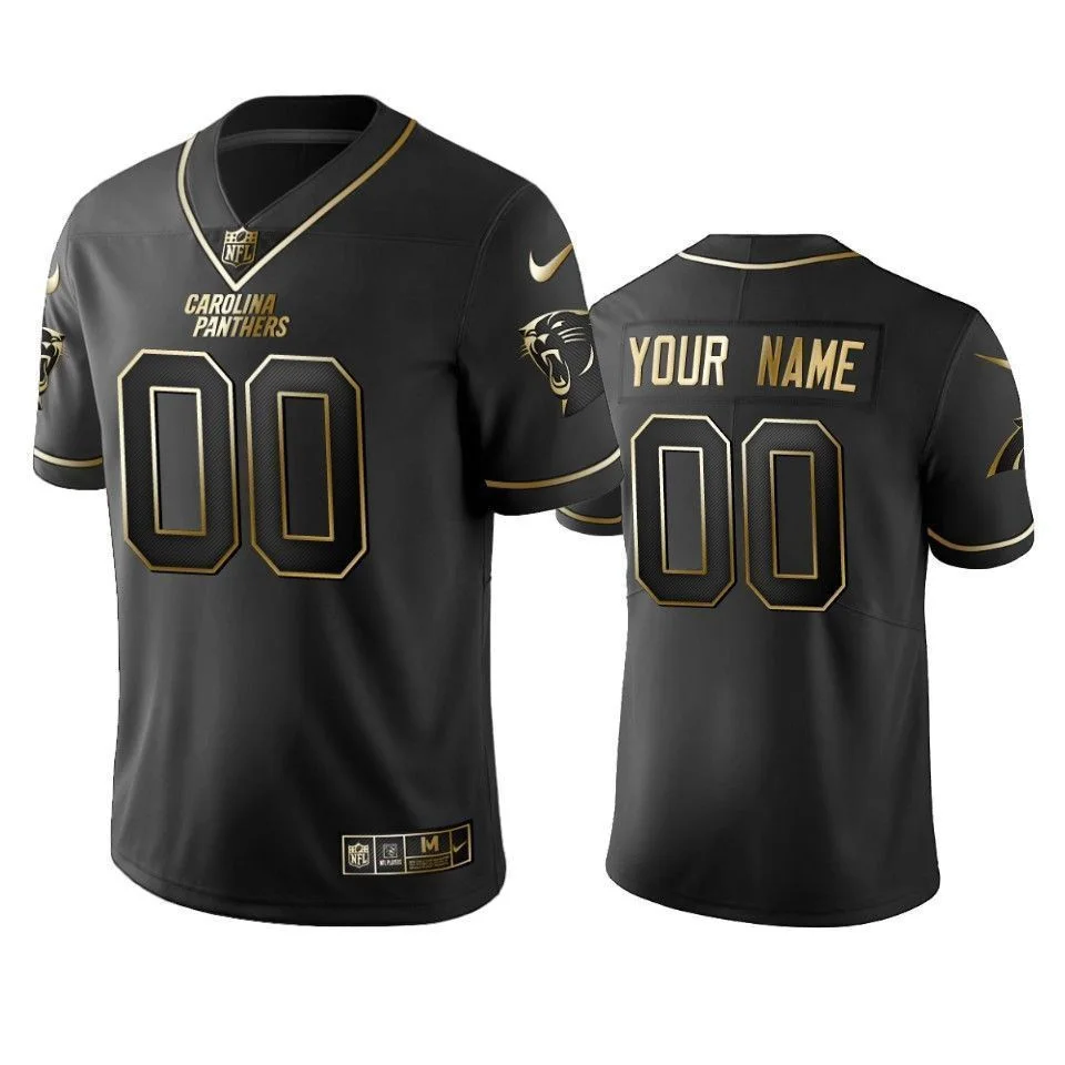 Men's 2019 Carolina Panthers Custom Black Golden Edition Vapor Untouchable Limited Jersey -