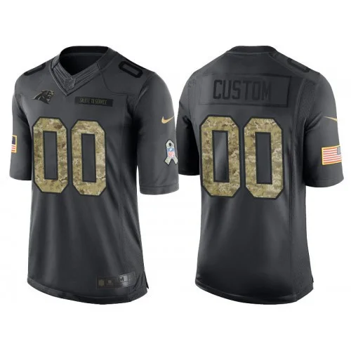 Men's Carolina Panthers Anthracite Camo 2016 Salute to Service Veterans Day Customized Jersey -