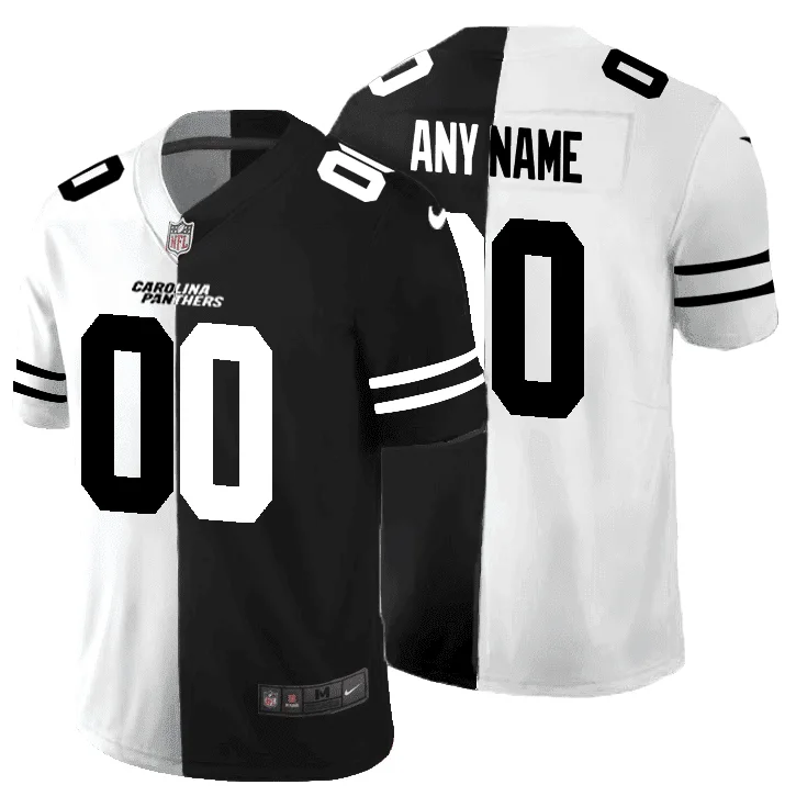 Men's Carolina Panthers Custom Black White Split Limited Stitched Jersey -