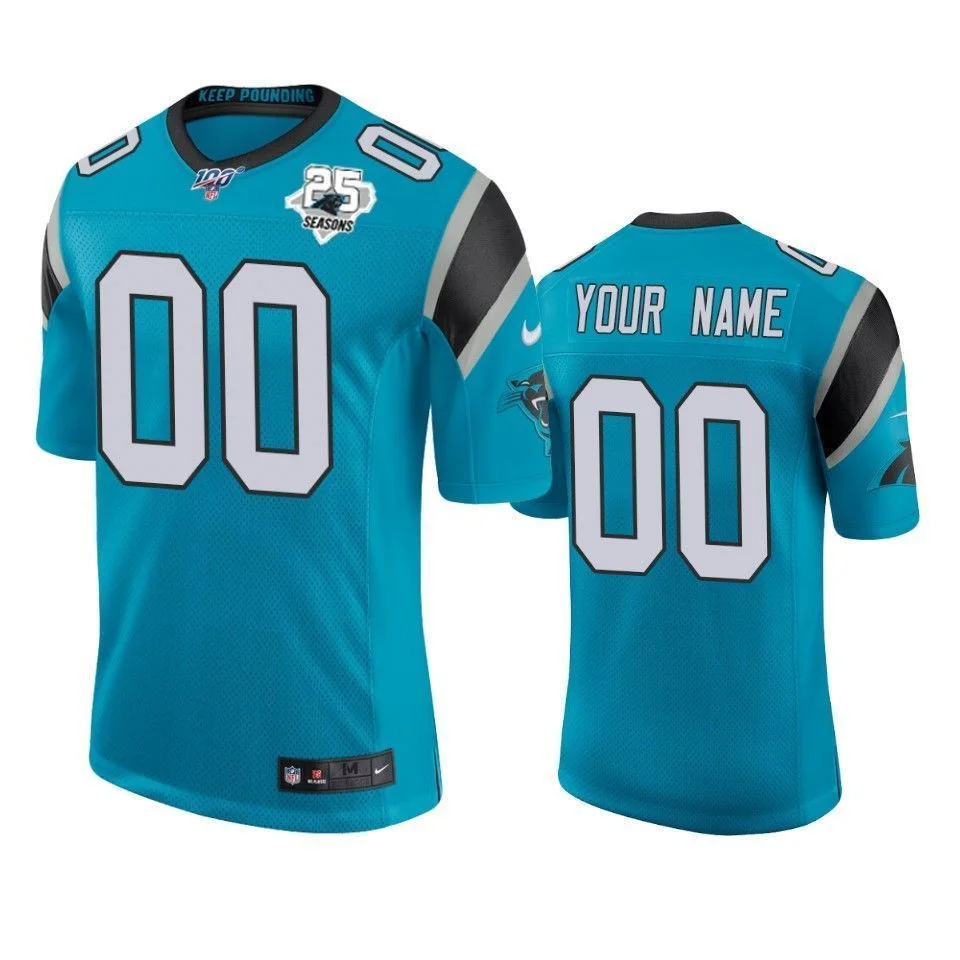 Men's Carolina Panthers Custom Blue 25th Season Classic Limited Jersey -