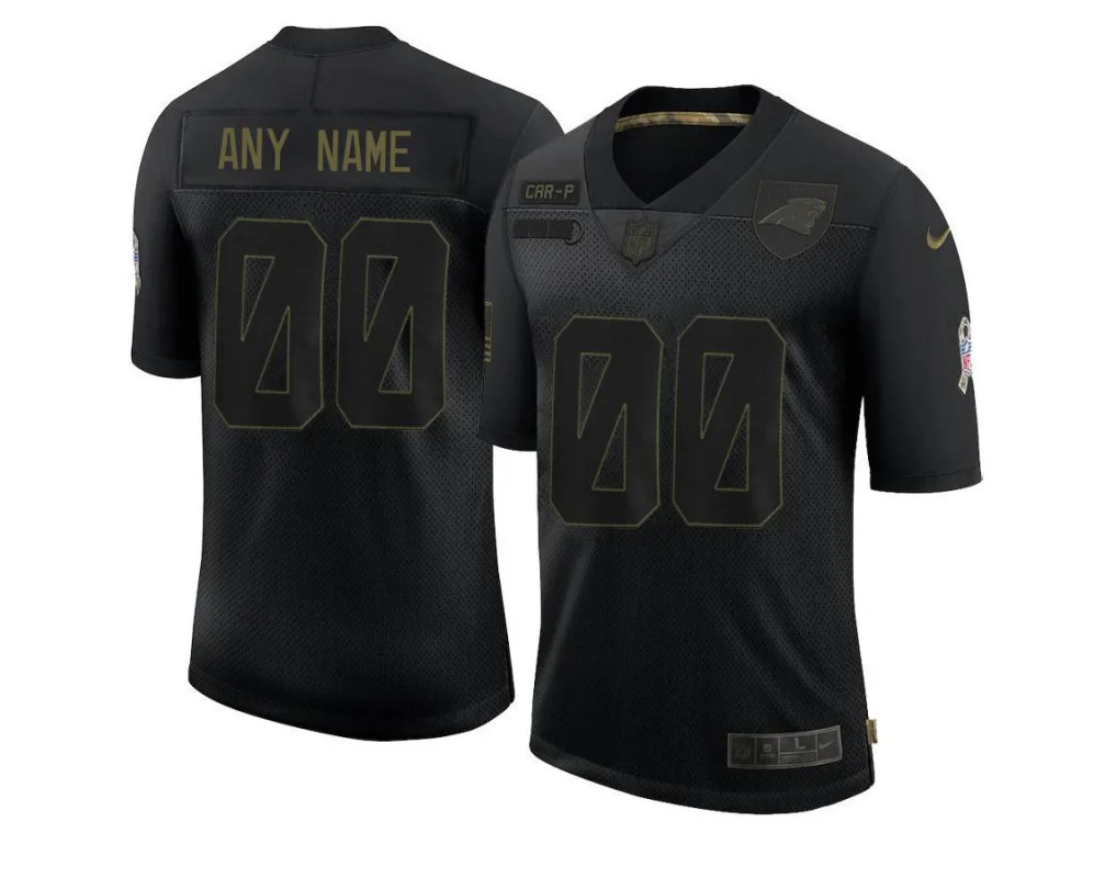 Men's Carolina Panthers Custom Limited Black 2020 Salute To Service Jersey -