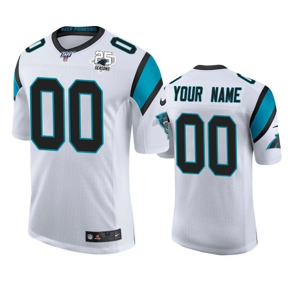 Men's Carolina Panthers Custom White 100th Season Vapor Limited Jersey -