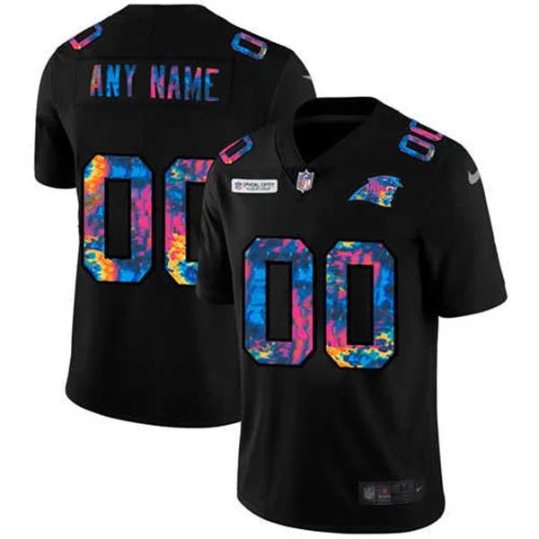Men's Carolina Panthers Customized 2020 Black Crucial Catch Limited Stitched Jersey -