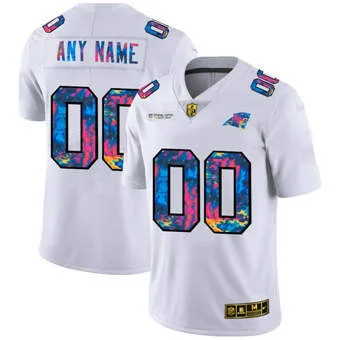 Men's Carolina Panthers Customized 2020 White Crucial Catch Limited Stitched Jersey -