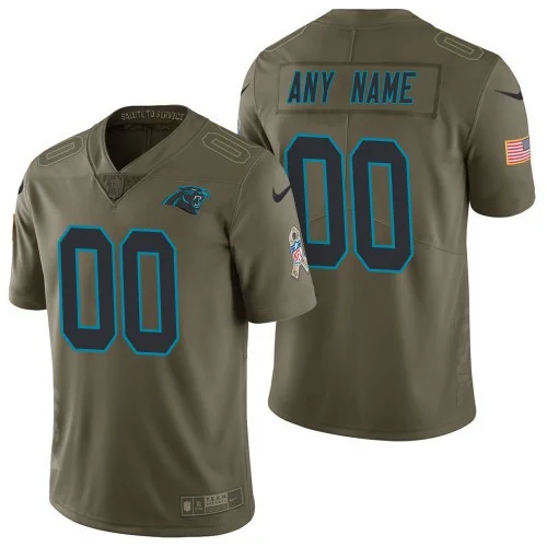 Men's Carolina Panthers Olive 2017 Salute to Service Limited Customized Jersey -