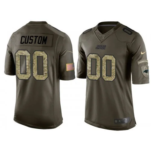 Men's Carolina Panthers Olive Camo Salute to Service Veterans Day Customized Jersey -