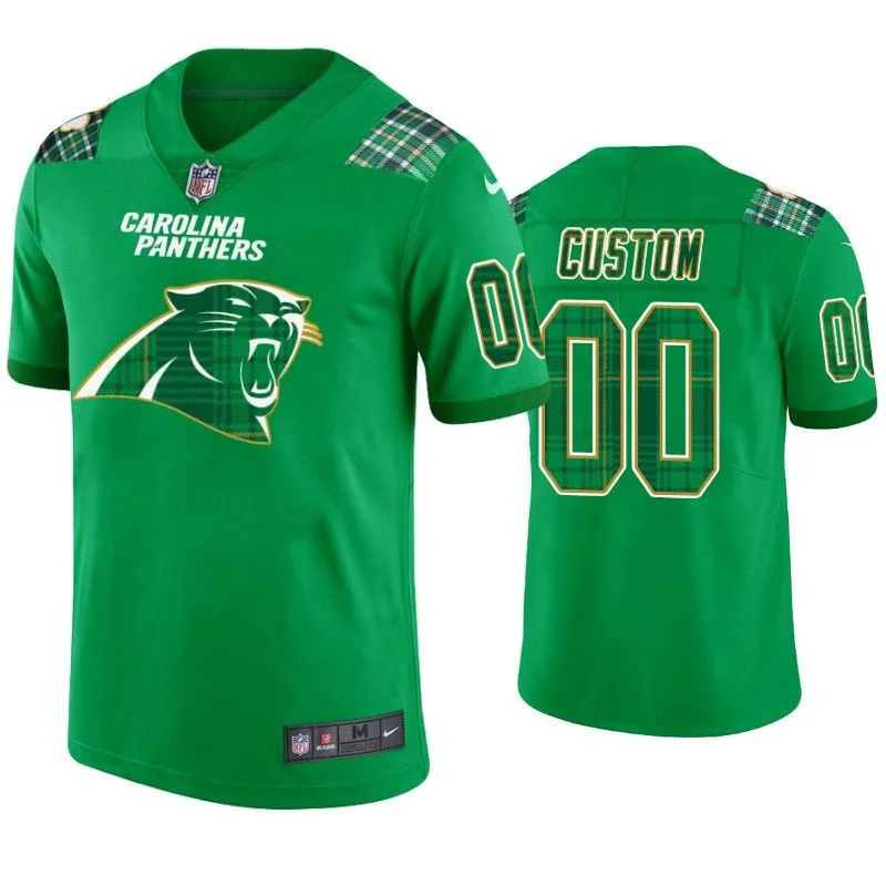 Men's St. Patrick's Day Carolina Panthers Custom Jersey Kelly Green -