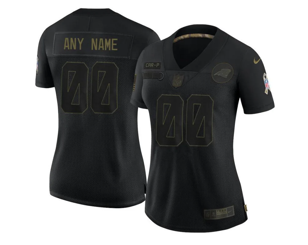 Woman's Carolina Panthers Custom Limited Black 2020 Salute To Service Jersey -
