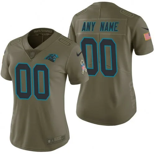 Woman's Carolina Panthers Olive 2017 Salute to Service Limited Customized Jersey -