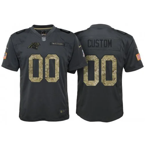 Youth's Carolina Panthers Anthracite Camo 2016 Salute to Service Veterans Day Customized Jersey -