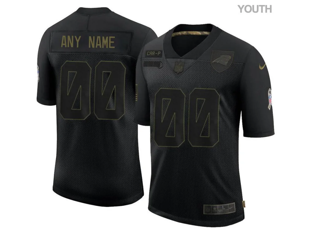 Youth's Carolina Panthers Custom Limited Black 2020 Salute To Service Jersey -