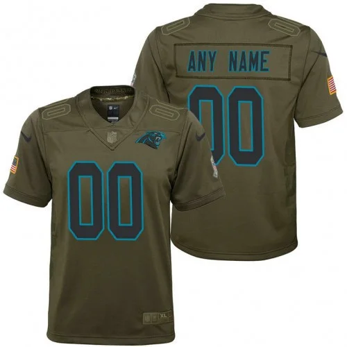 Youth's Carolina Panthers Olive 2017 Salute to Service Game Customized Jersey -
