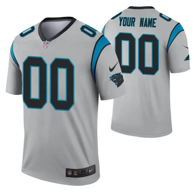 Youth's Custom Carolina Panthers Jersey Silver Inverted Legend Editio -