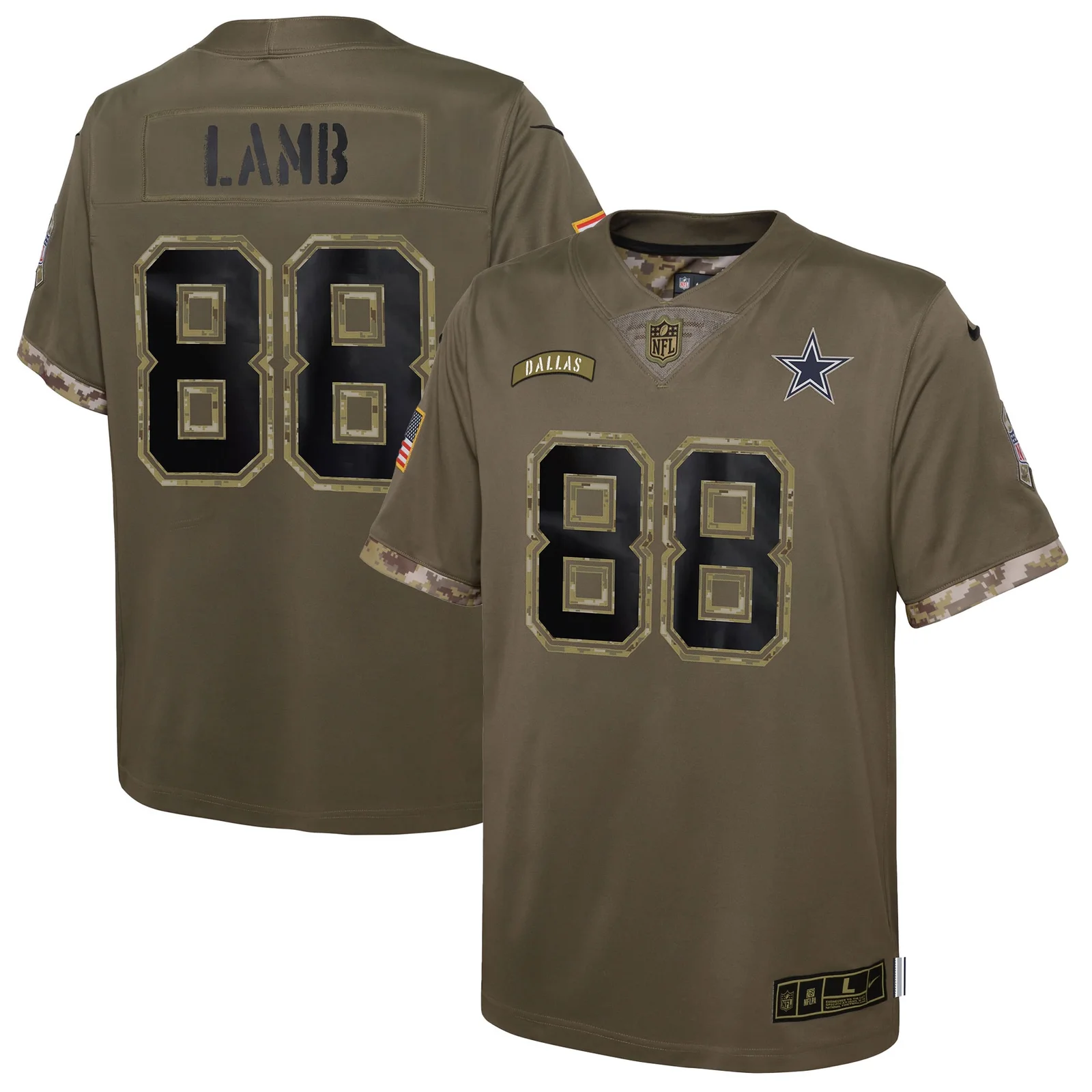 CeeDee Lamb Dallas Cowboys Youth 2022 Salute To Service Player Limited Jersey - Olive -