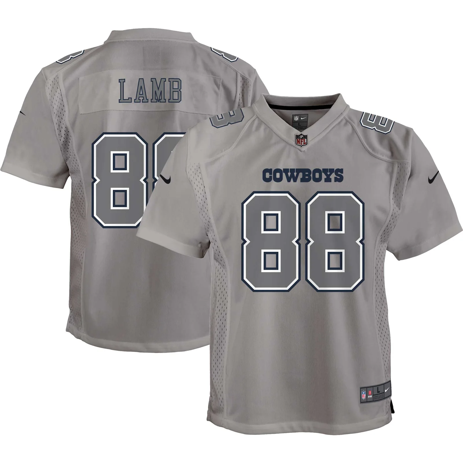CeeDee Lamb Dallas Cowboys Youth Atmosphere Game Jersey - Gray -