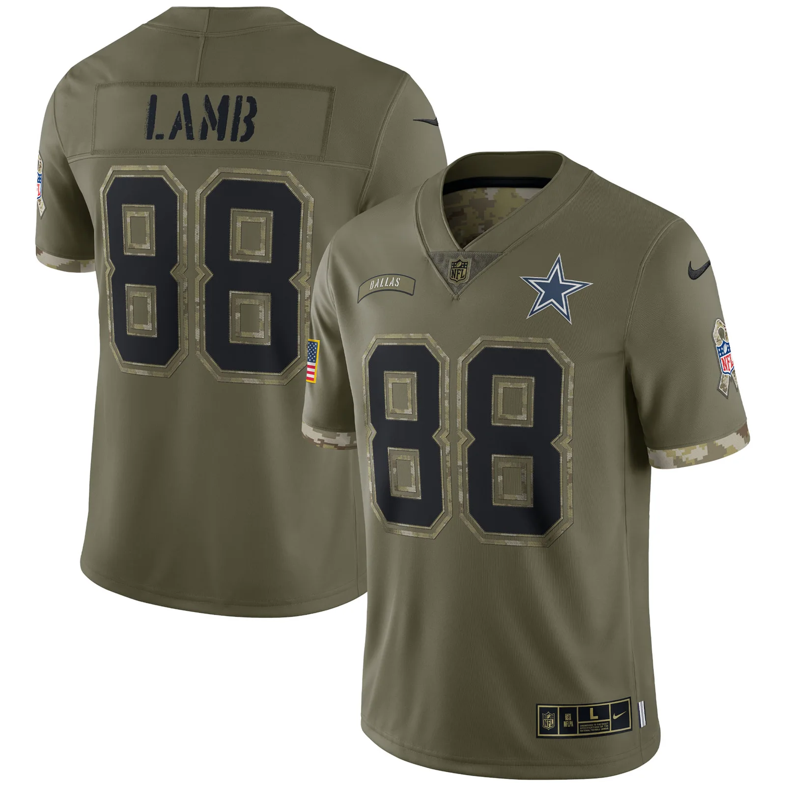 Men's CeeDee Lamb Dallas Cowboys 2022 Salute To Service Limited Jersey - Olive -
