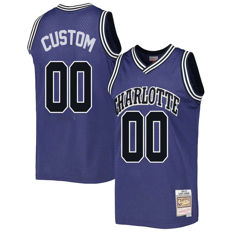 Custom Charlotte Hornets Mitchell _ Ness Hardwood Classics Off-Court Swingman Jersey - Purple -