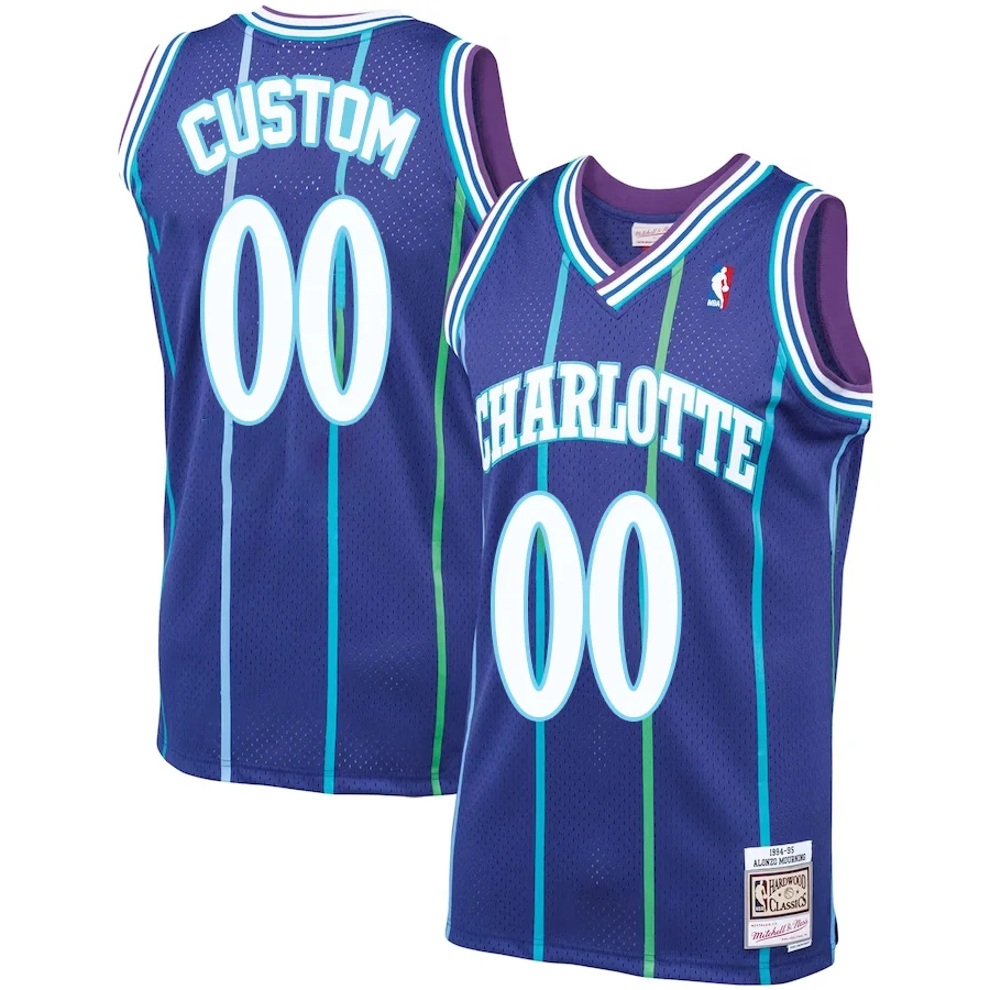 Custom Charlotte Hornets Mitchell _ Ness Hardwood Classics Swingman Jersey - Purple -