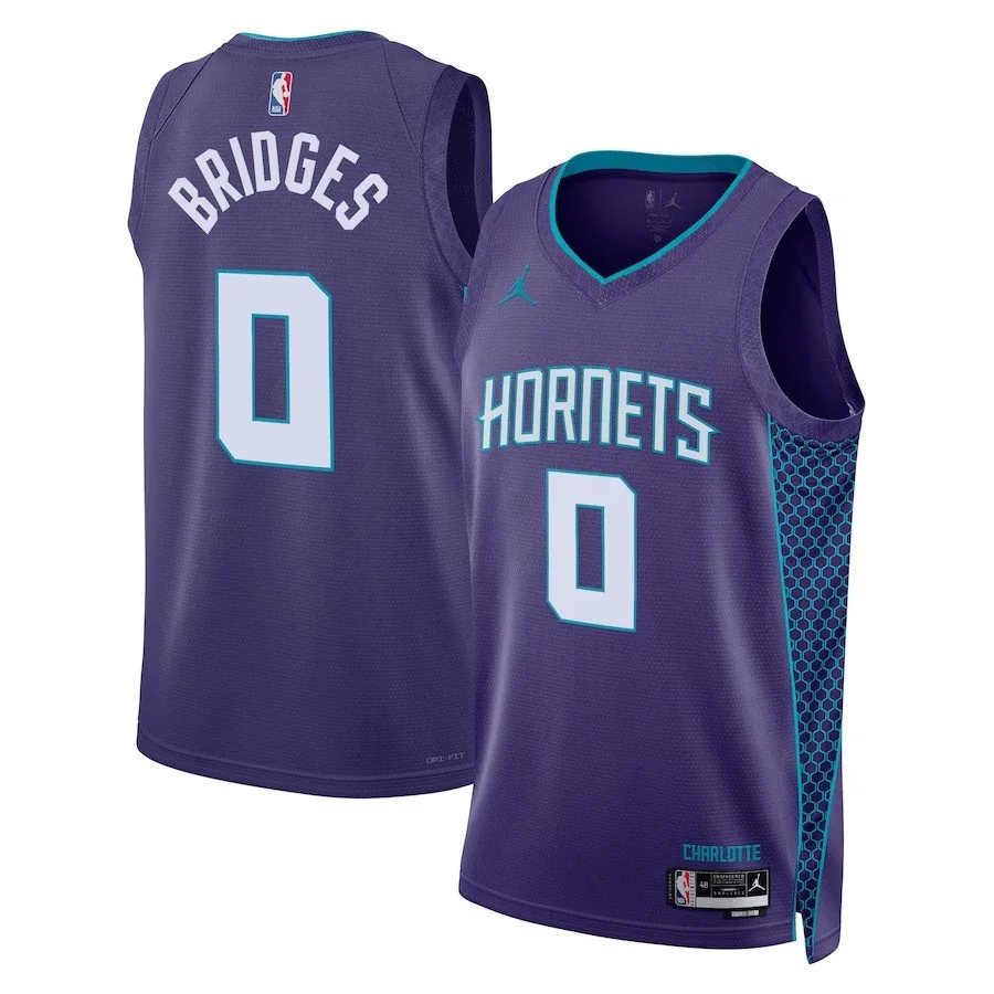 Men's Charlotte Hornets #00 Custom 2022/23 Statet Edition Swingman Jersey - Purple -