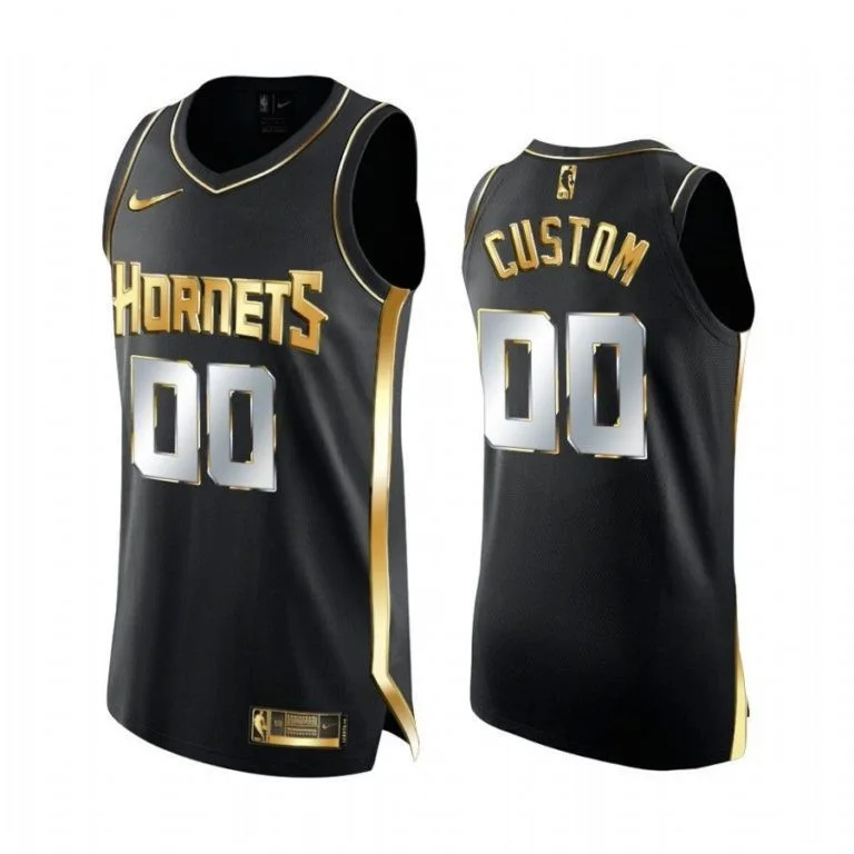 Men's CHARLOTTE HORNETS CUSTOM BLACK GOLDEN EDITION LIMITED JERSEY 2020-21 -