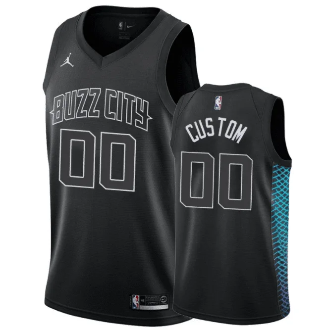 Men's Charlotte Hornets Custom Name Number Jersey City Black -