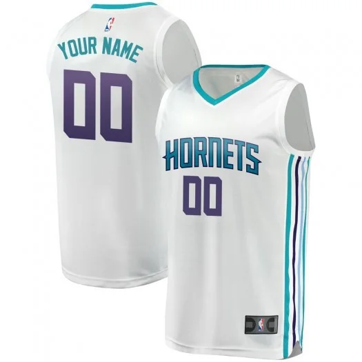 Men's Custom Charlotte Hornets Swingman White Brand Fast Break Jersey - Association Edition -