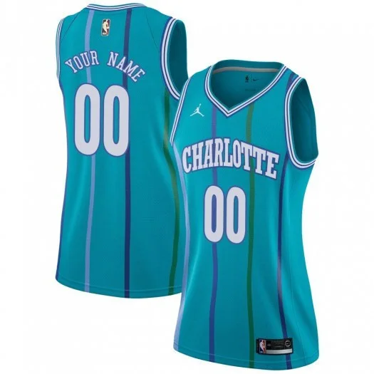 Woman's Custom Charlotte Hornets Swingman Aqua Hardwood Classics Jersey -