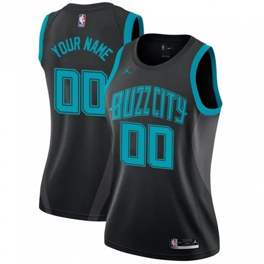 Woman's Custom Charlotte Hornets Swingman Black 2018/19 Jersey - City Edition -