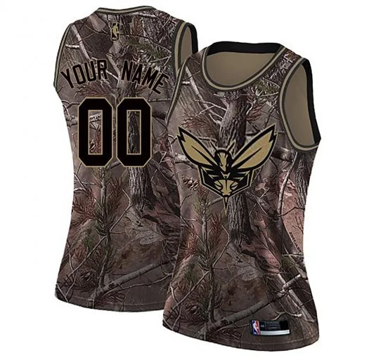 Woman's Custom Charlotte Hornets Swingman Camo Realtree Collection Jersey -