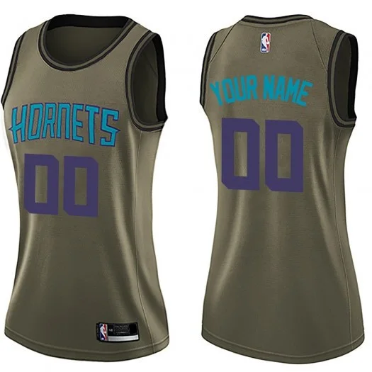 Woman's Custom Charlotte Hornets Swingman Green Salute to Service Jersey -