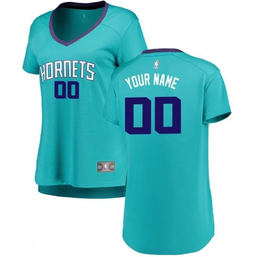 Woman's Custom Charlotte Hornets Swingman Teal Brand Fast Break Jersey - Icon Edition -
