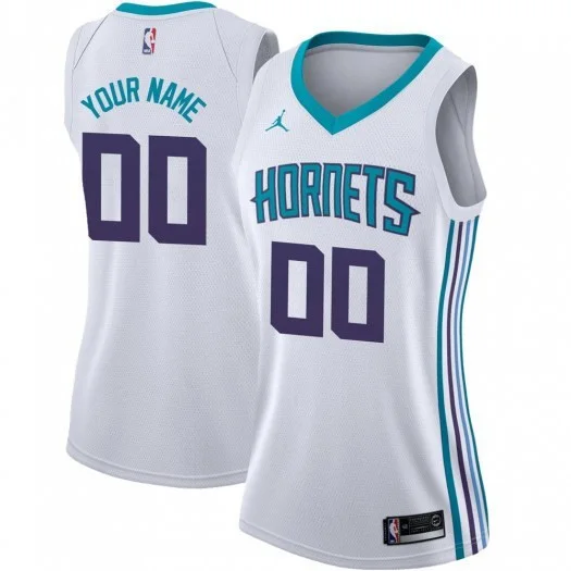 Woman's Custom Charlotte Hornets Swingman White Jersey - Association Edition -