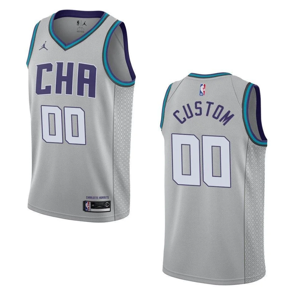 Youth's 2019-20 Charlotte Hornets #00 Custom City Edition Swingman- Gray Jersey -