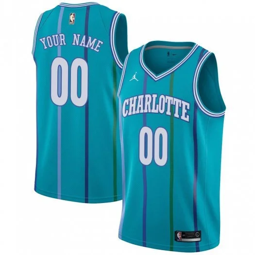 Youth's Custom Charlotte Hornets Swingman Aqua Hardwood Classics Jersey -