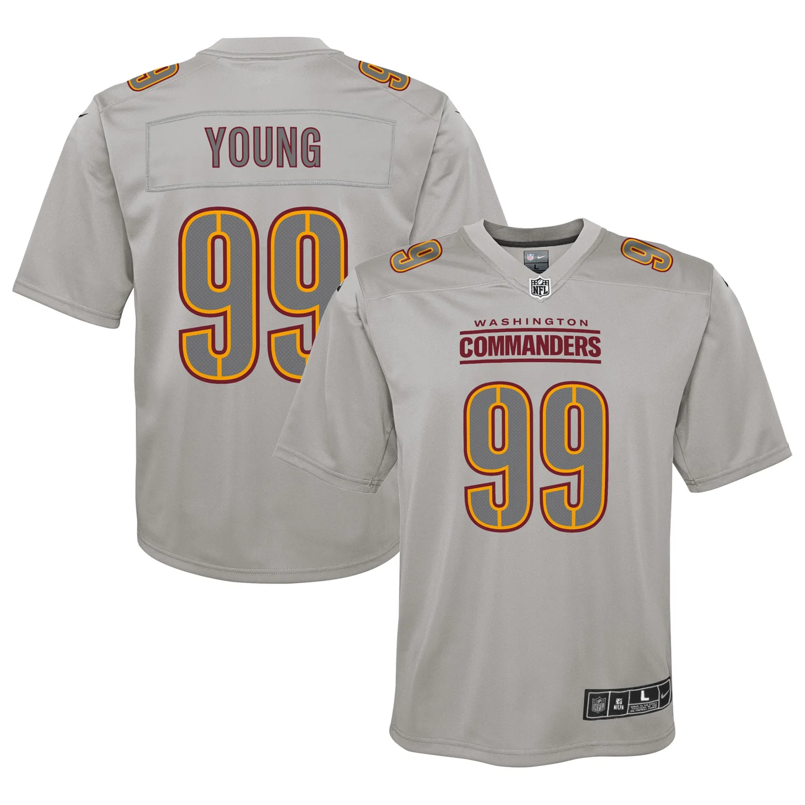 Chase Young Washington Commanders Youth Atmosphere Fashion Game Jersey - Gray -