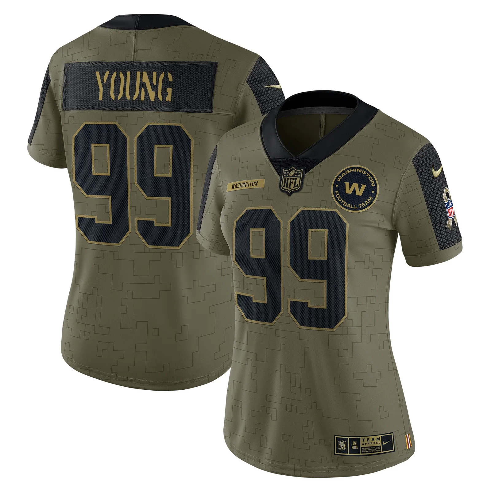 Chase Young Washington Football Team Woman's 2021 Salute To Service Limited Player Jersey - Olive -
