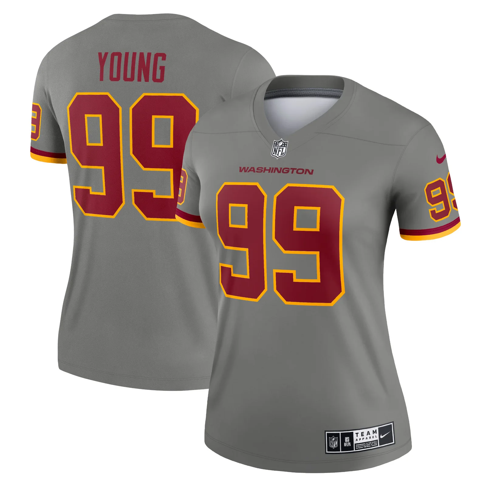 Chase Young Washington Football Team Woman's Inverted Legend Jersey - Gray -