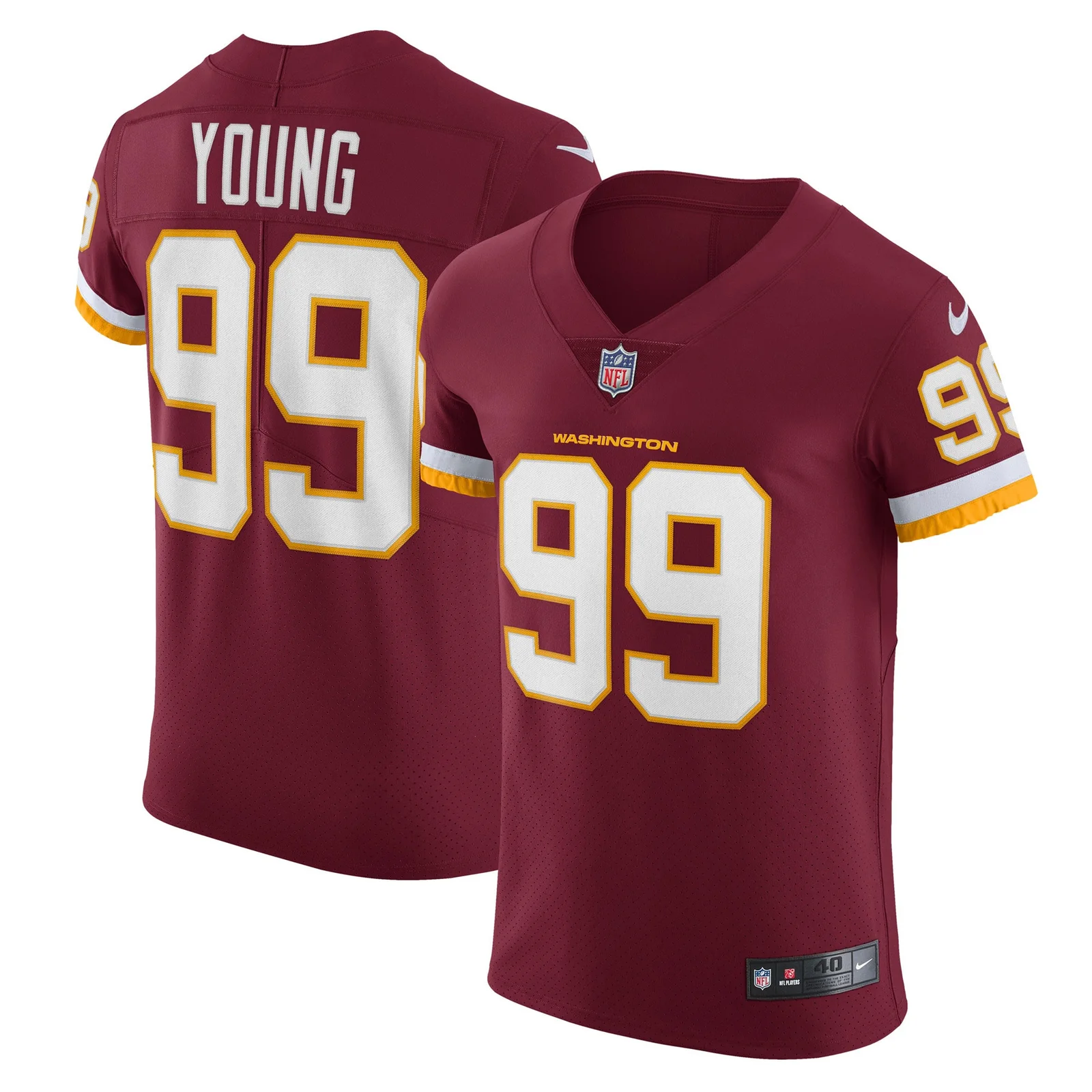 Men's Chase Young Washington Football Team Vapor Elite Player Jersey - Burgundy -