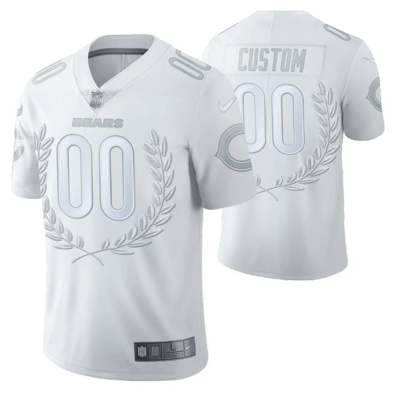 Men's Chicago Bears #00 Custom Vapor Limited White Platinum Jersey -