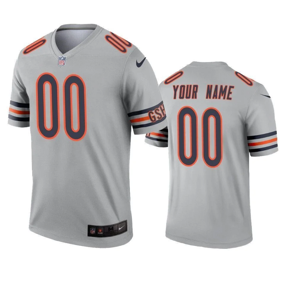 Men's Chicago Bears Custom Silver Inverted Legend Jersey -