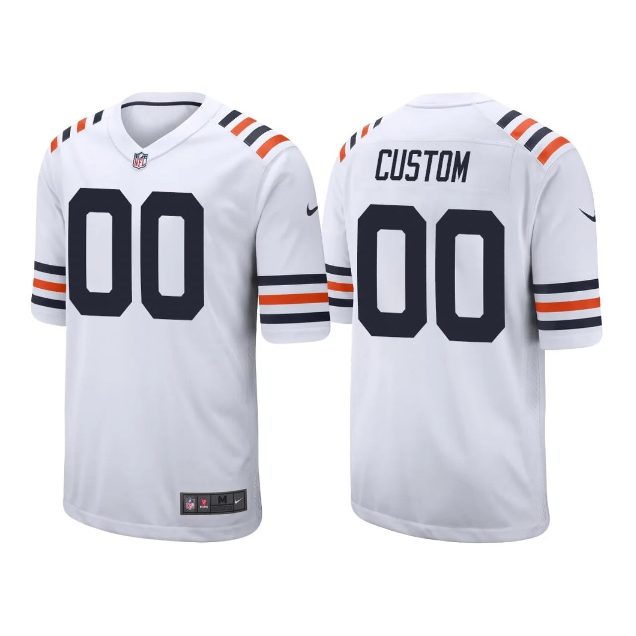 Men's Custom Chicago Bears White Alternate Game Classic Jersey -
