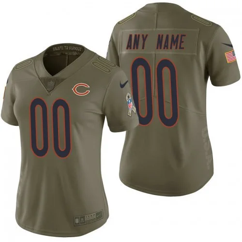Woman's Chicago Bears Olive 2017 Salute to Service Limited Customized Jersey -