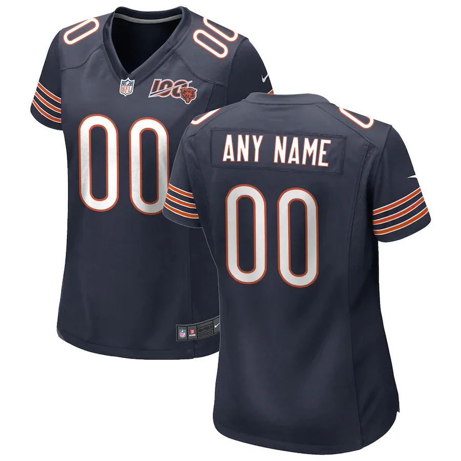 Woman's Navy Chicago Bears 2019 100th Season Custom Game Jersey -
