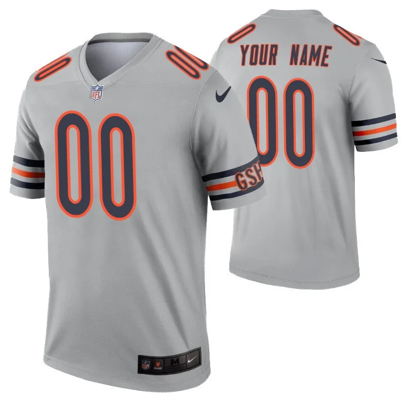 Youth's Custom Chicago Bears Jersey Silver Inverted Legend Edition -