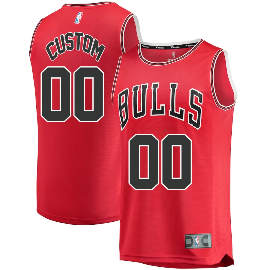 Custom Chicago Bulls Branded Fast Break  Jersey Red - Icon Edition