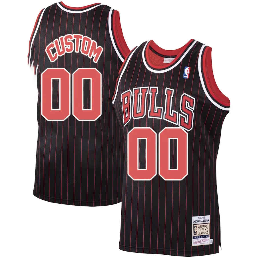Custom Chicago Bulls Mitchell _ Ness Hardwood Classics 1995-96 Authentic Jersey - Black -