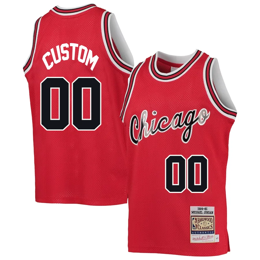 Custom Chicago Bulls Mitchell _ Ness Youth 1984-85 Hardwood Classics Authentic Jersey - Red -