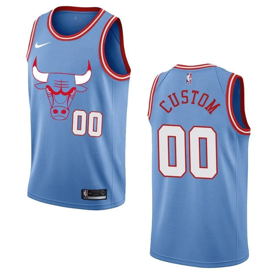 Men's 2019-20 Chicago Bulls #00 Custom City Edition Swingman Jersey - Blue -