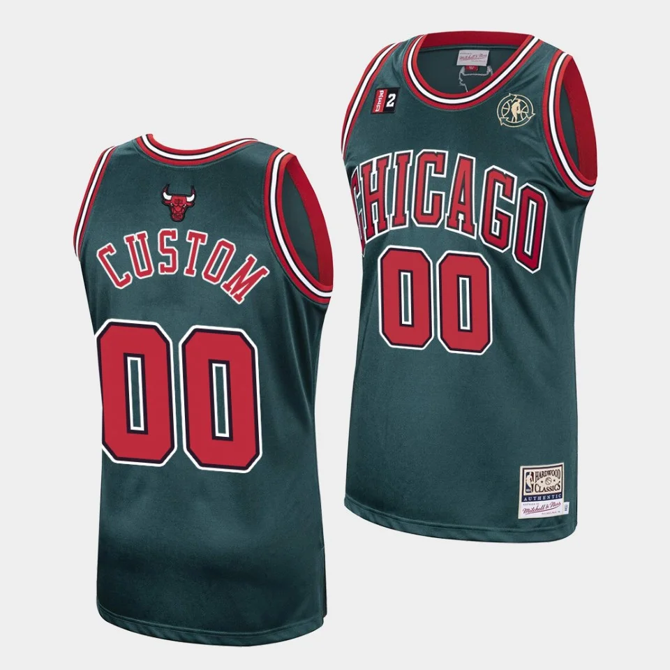Men's Chicago Bulls Custom #00 Green Hardwood Classics Jersey -